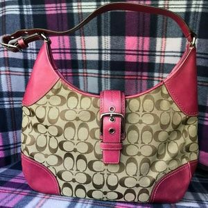 COACH F12640 SMALL SHOULDER Pink Leather.